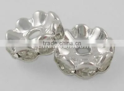 Middle East Rhinestone,Clear, Copper, Silver Color, Nickel Free, about 6mm in diameter, 3mm thick; hole: 1mm (RSB028NF-01)