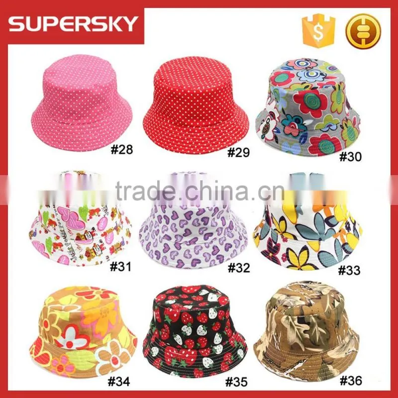 A-1417 fashion baby print bucket sun hat children summer sun beach cap cute kids bucket hat