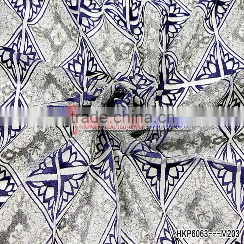 Latest African Lace Ffabric White Polyester Mesh Mlik Silk Thread With Geometric Element Fashion Style