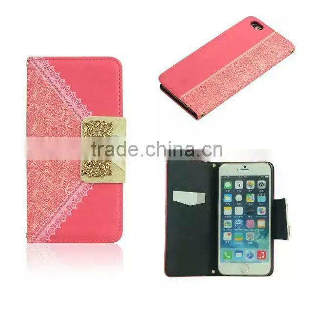 Nice Design Lace Bowknot Wallet Leather Cases For iPhone 5