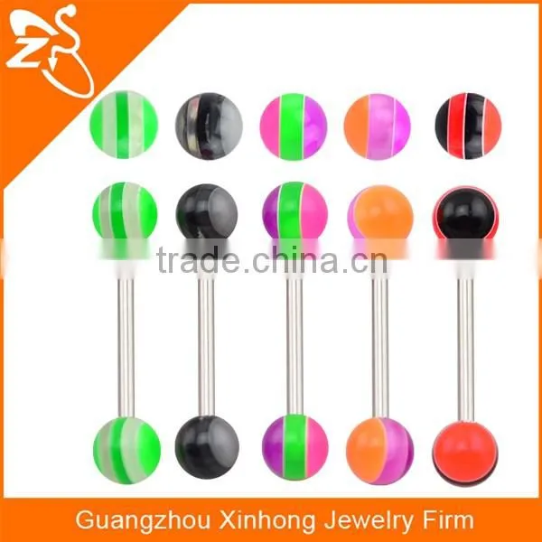Wholesale straight tongue bars rings high quality resin colorful tongue rings for young