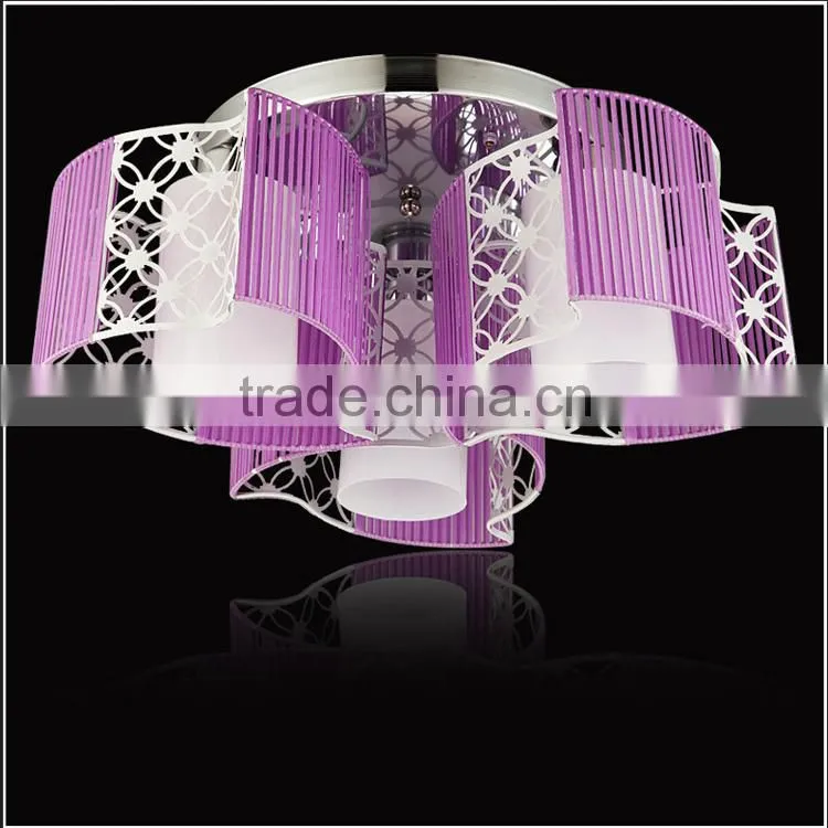 Nice Apperance Fabric Ceiling Lights E27 Base Purple Iron LED Ceiling Lights