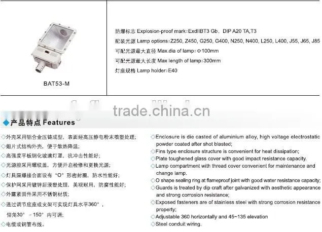 BAT52 BAT53 high power explosion proof projecting lamp