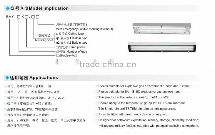 BHY T5 T8 T10 20w 40w 18w 36w 9w 14w 28w explosion proof front access fluorescent fitting