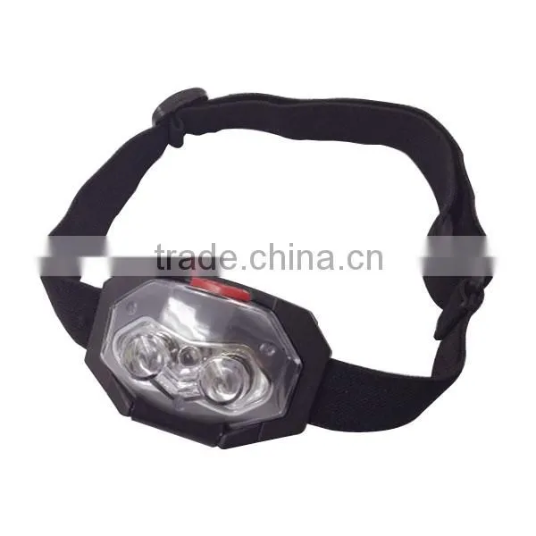 T03 1red led + 2 LED Plastic Headlight Waterproof Outdoor Camping head torch 3*AAA battery led headlamp