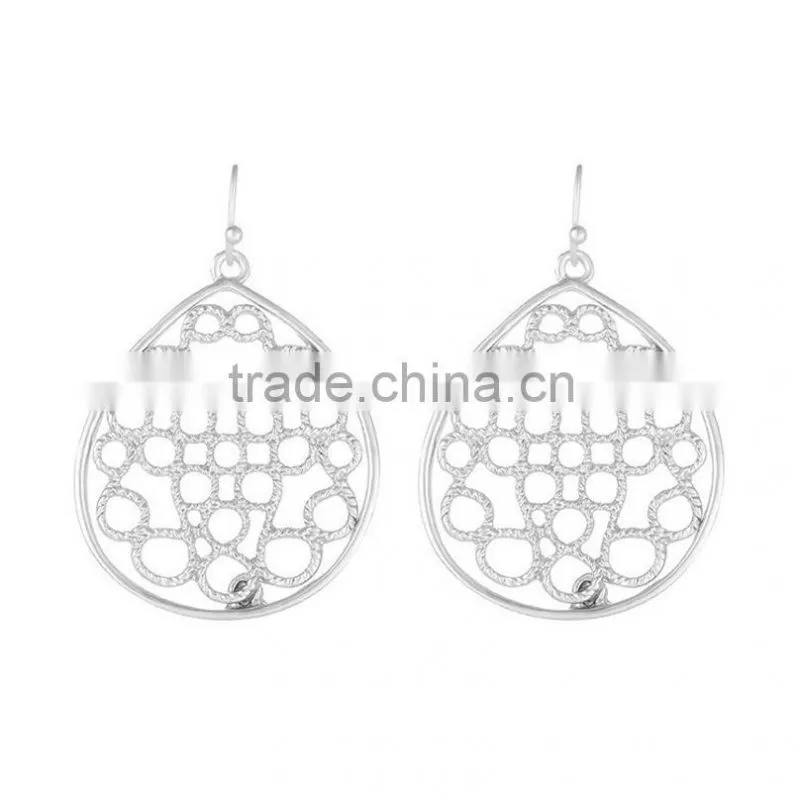 Fashionl Beautiful Decorative Silver Latest Fashion Sliver Mesh Earrings J11033F02