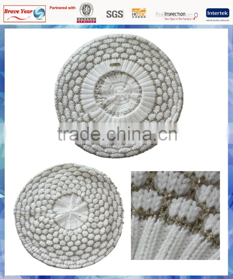 lurex popcorn knit knit beret for women