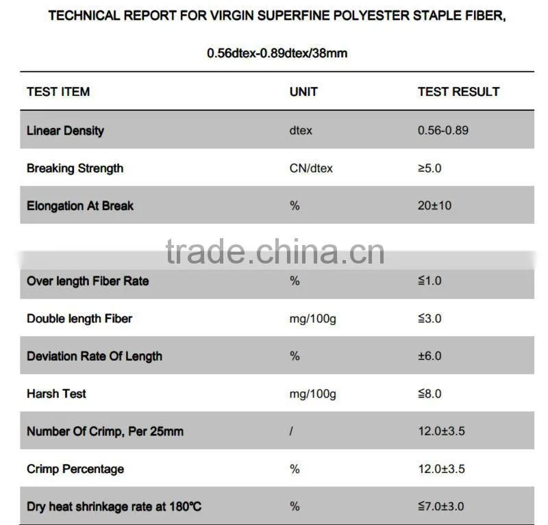 100% virgin polyester fiber, micro denier polyester fiber