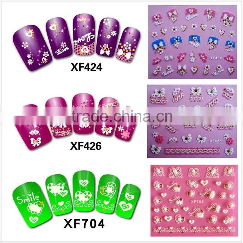 2016 wholesale water transfer french nail sticker nail art stickers water transfer art 3d nail sticker