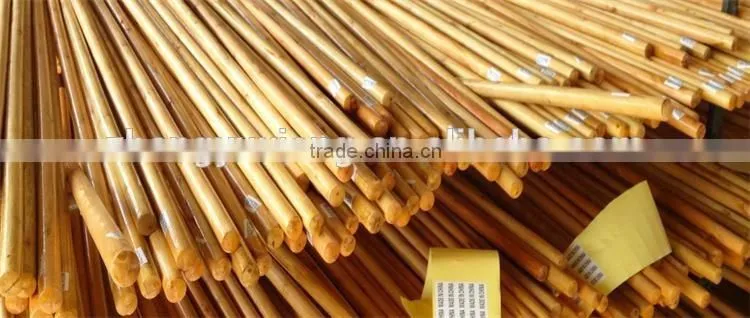 Natural wooden lacquered and threaded mop handle