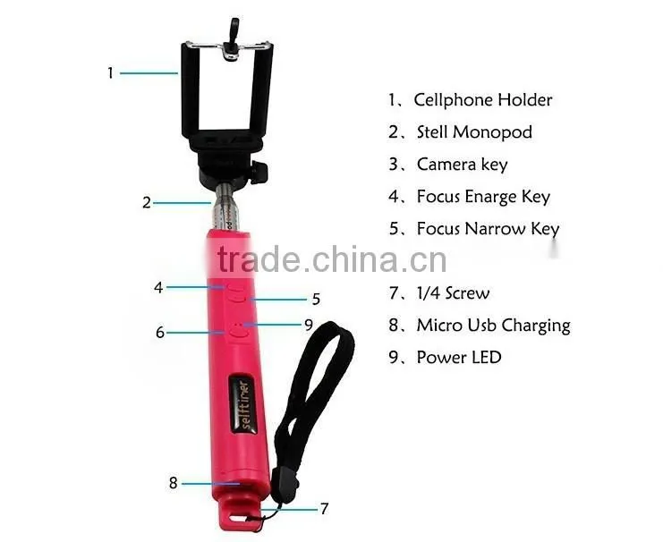 universal monopod for 2015 bluetooth monopod,wireless monopod selfie stick