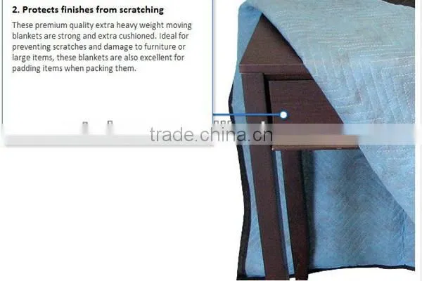 Waterproof Moving Blanket made of polyester and recycle cotton filling