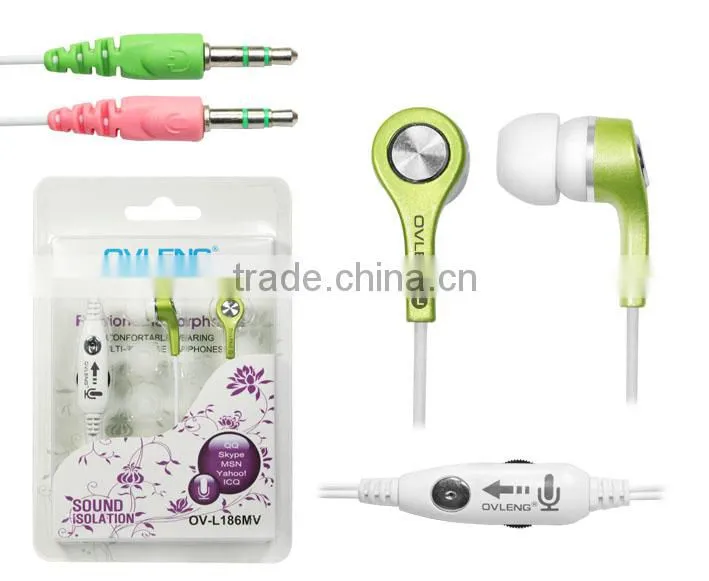 Ovleng computer earphones double jacks