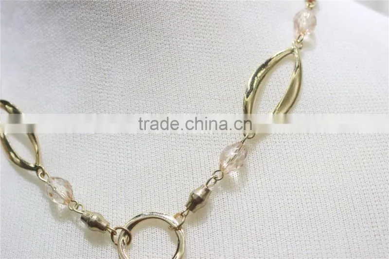 Gold Metal Charm Necklace Peach Acrylic Bead Short Simple Chain Gold Metal Necklace 2016 Fashion Style Wholesale