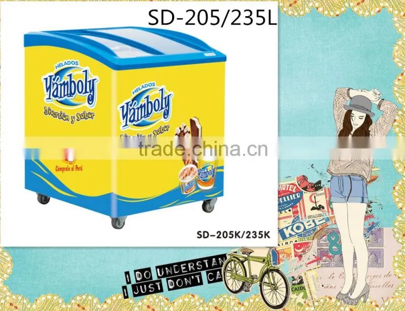 Display Sliding Glass Door Freezer for Supermarket