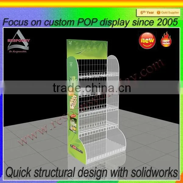 convenient stores floor metal food display shelf,snack display racks
