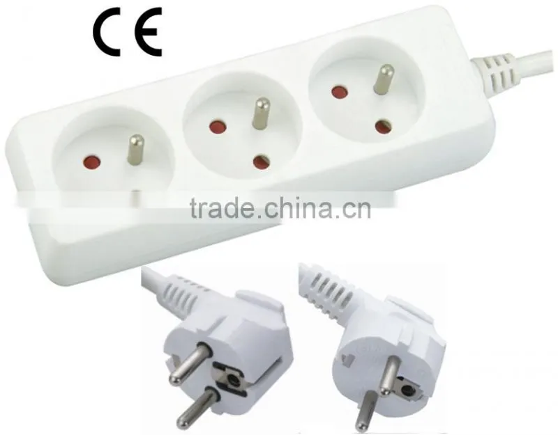 250V French Socket 3 outlets with CE approved