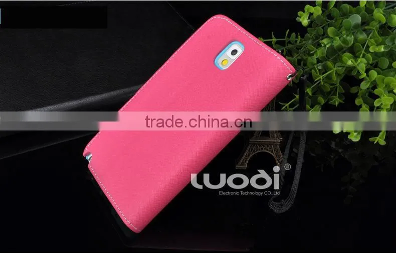 hit color series cross grain leather case for Samsung note3