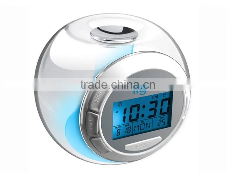 Hot sale Alarm digital clock with 7 Colors Change and 6 natural sound