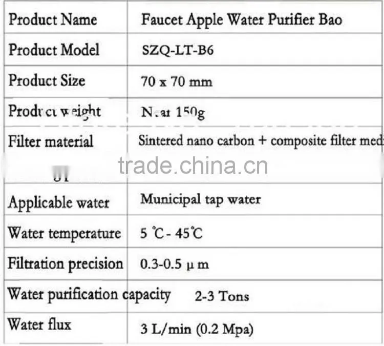 mini Activated Carbon Tap Water Purifier Use For Kitchen Faucet Tap Water Purifier