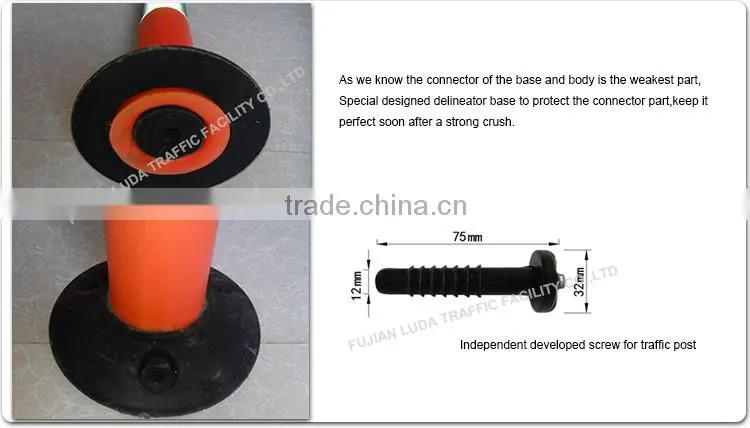 Unbreakable EVA flexible roadway plastic barrier post with super bright reflective
