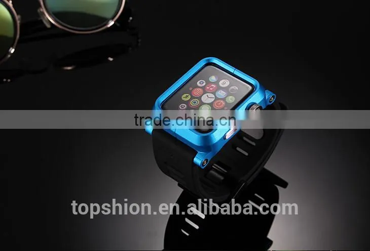 2016 hot new products for Apple watch silicone band wristband strap with aluminum metal case cover