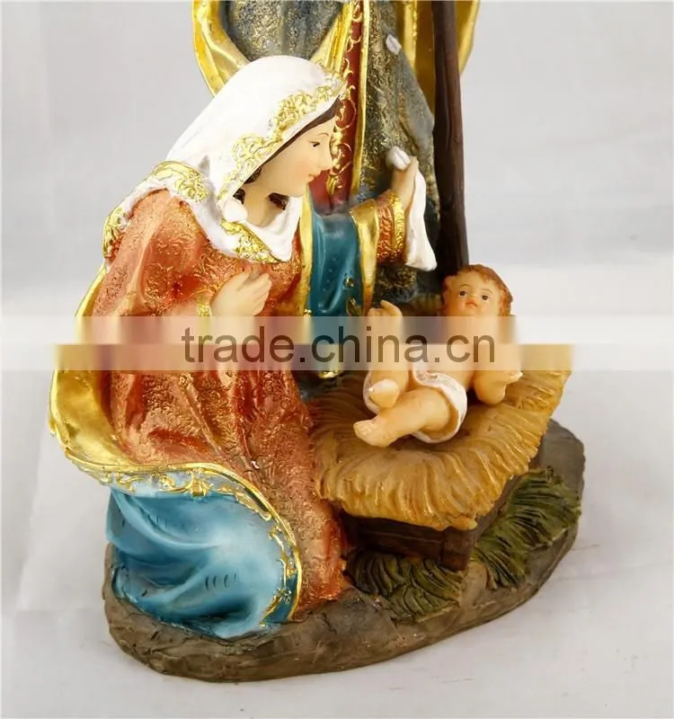 factory resin religion holy family with baby Jesus polyresin nativity figurines
