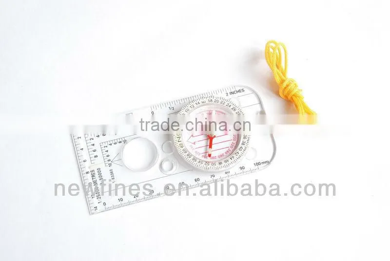 Compass,Plastic compass,Map compass,camping compass ruler with magnifier