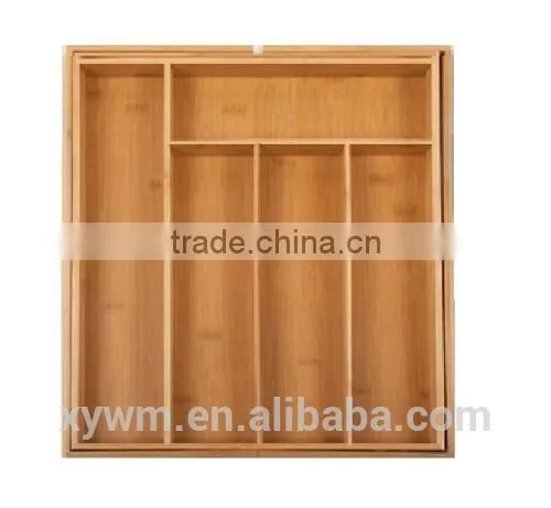 BAMBOO WOODEN EXTENDING CUTLERY TRAY ORGANISER EXPANDABLE DRAWER