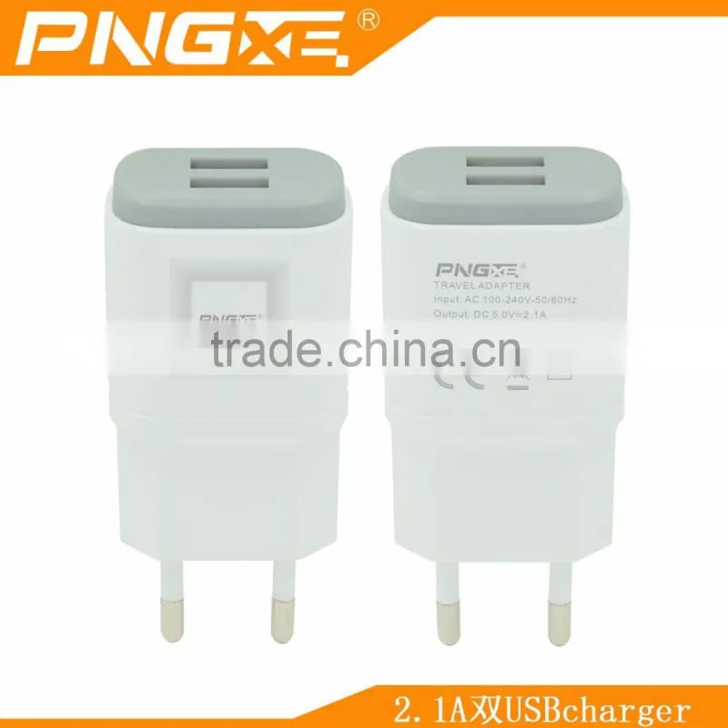 Newest OEM 5v 2.1a two usb port slim micro usb wall charger for samsung wall charger