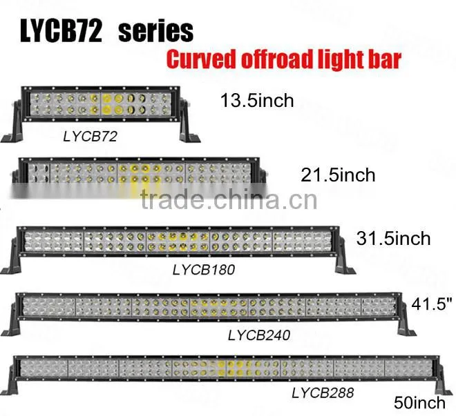 Popular dual row curved bar light 288W 50'' rotating led light bar