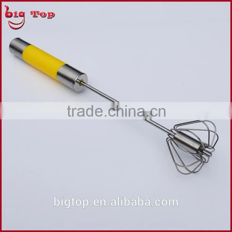 BT0151 12" Rotating Whisk with PP Handle 12" Revolve Egg Better With 430 Stainless Steel Function Part 12" Rotary Egg Whisk
