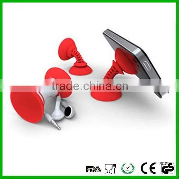 2016 adhesive silicone colorful phone holder with winder