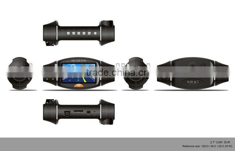 Dual Lens Vehicle DVR Car dashboard camera DVR Video recorder+G sensor