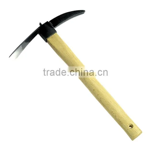 carbon steel hoe head forked hoe farm tool with fiberglass and wooden handle