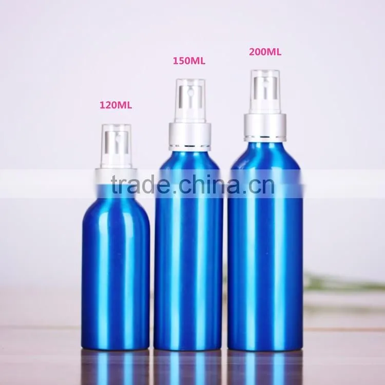 Wholesale 30ml-500ml cosmetic packaging bottle blue aluminum perfume bottle aluminum spray bottle