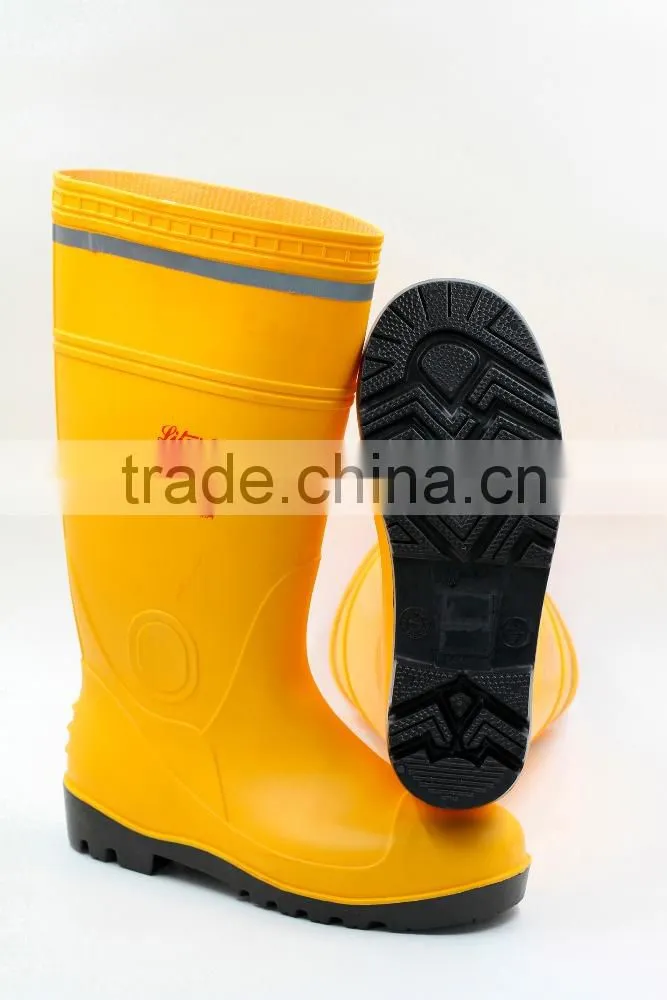 Black women pvc working boots,classicial pvc safety rain boots