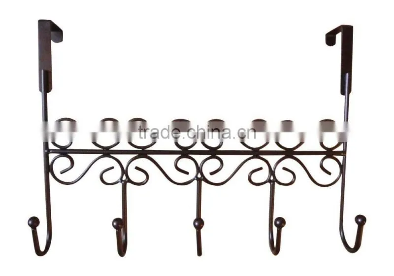 VIVINATURE 5 HOOK CHROME SWIRL OVER THE DOOR DECORATIVE COAT CLOTHES HANGER HOOKS