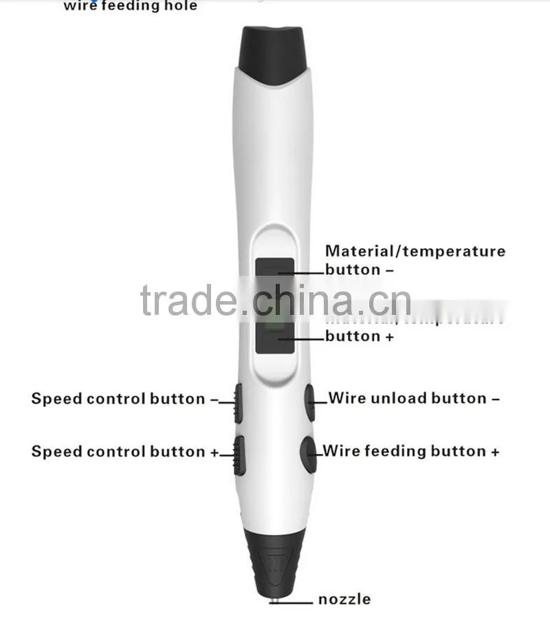 2016 Hotsale Factory price PLA filament 3d printing pen for children diy 3d drawing pen