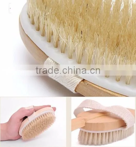 cy298 Removable Body Brush Natural Boar Bristles Long BeechwoodHandle Bath Shower Brushes Great Back Scrubber Dry Skin Brush