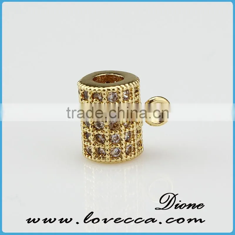 Fashion design sterling silver color pendant in pipe shape with cooper micropave setting pendant