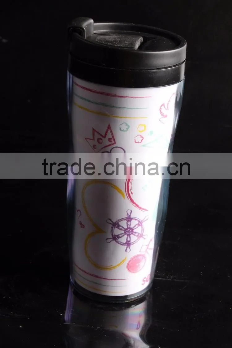 Plastic Double wall travel custom coffee mug