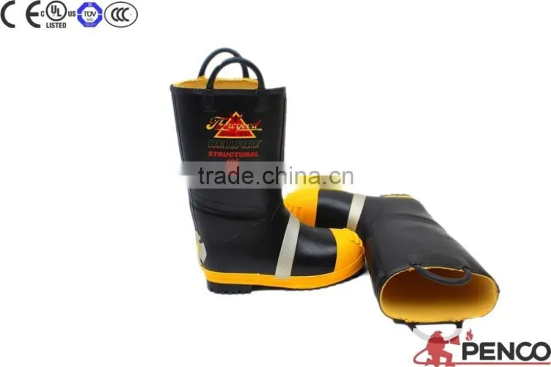 Black Advanced Polythene rubber fireman safety boots