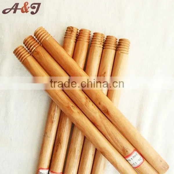 Varnished wood brush handle for floor cleaning
