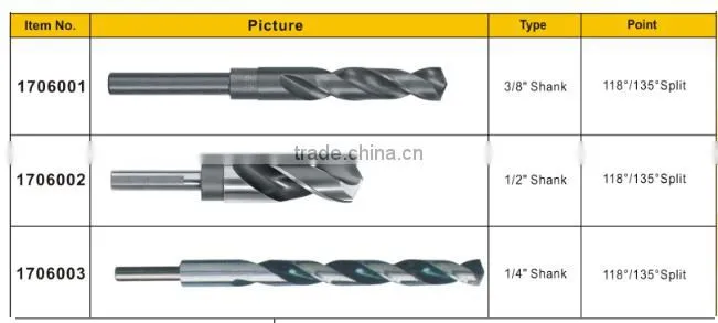 8Pc HSS 1/2" Reduce Shank Twist Drill Bit Set
