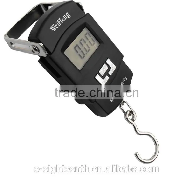 2016 new arrival hot sale 50kg*10g Mini Digital Hanging Luggage Fishing Weighing Scale