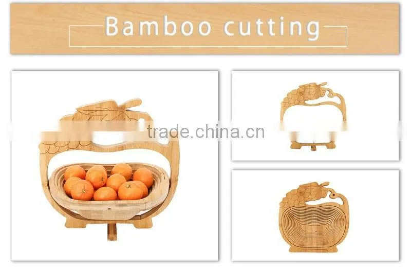 Aonong All-Natural Bamboo Folding Collapsible Fruit Basket Living Room Carving for sale