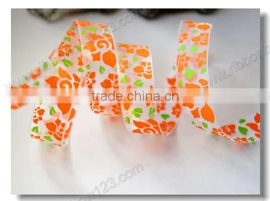 printed organza ribbon fabric painting flowers