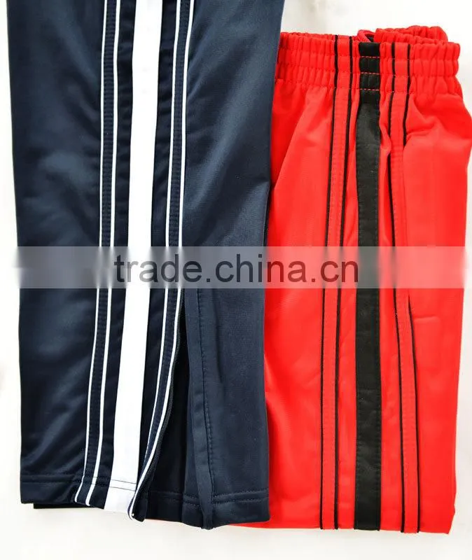 Hotest sale sport pants 200g polyester tricot with inner brushed pants with zipper on hem