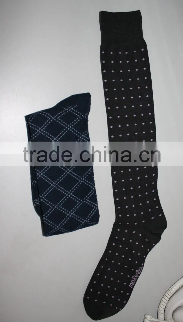 fashion combed cotton jacquard knee high socks